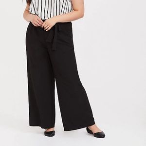 Torrid Black Challis Tie Front Wide Leg Dress Pant